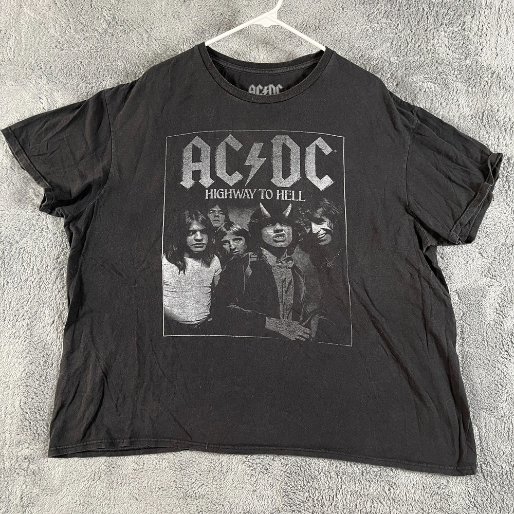 AC DC Highway To Hell Graphic T-Shirt Mens 2XL Black Short Sleeve Crew Neck Tee